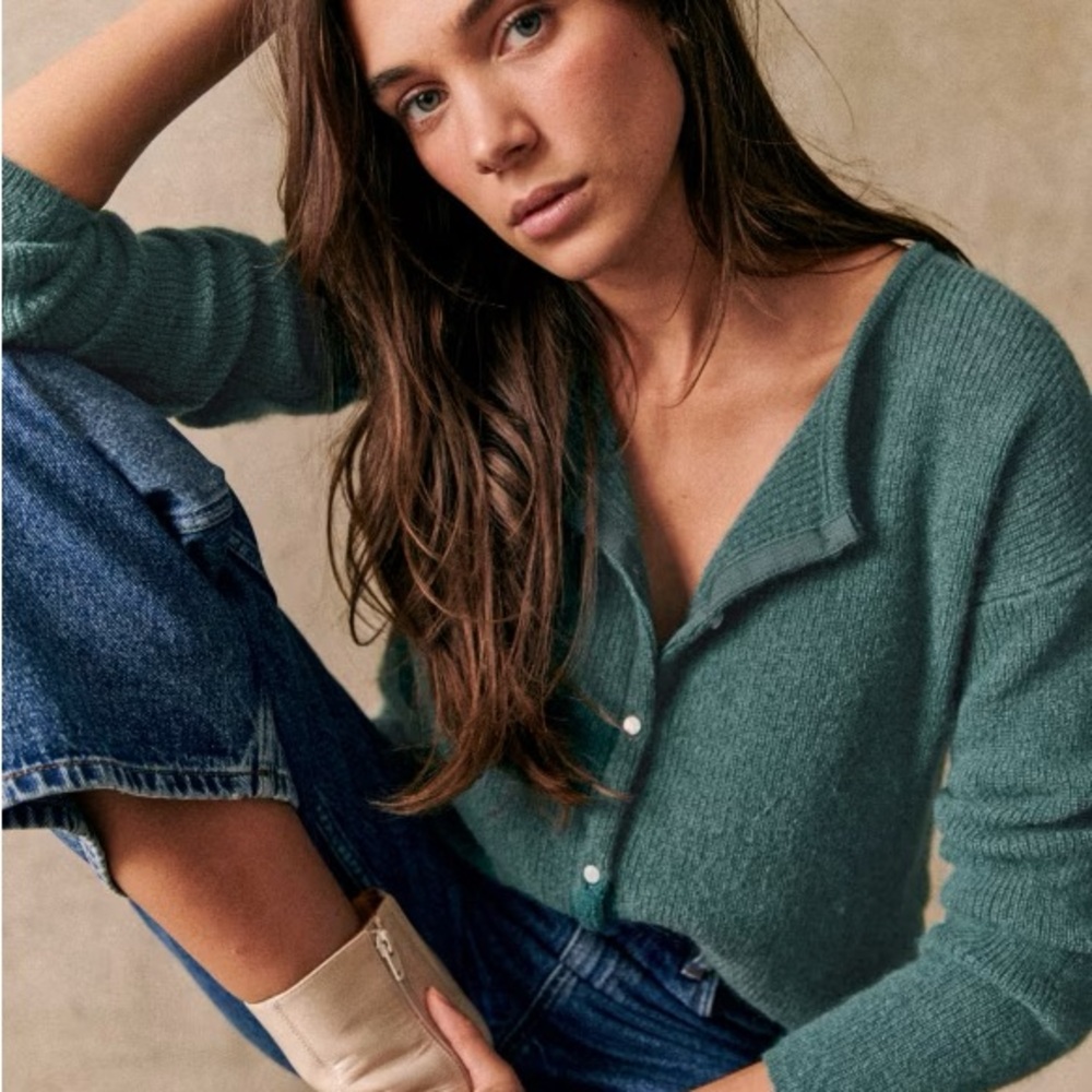Sézane Gaspard Sage Cardigan, Size S